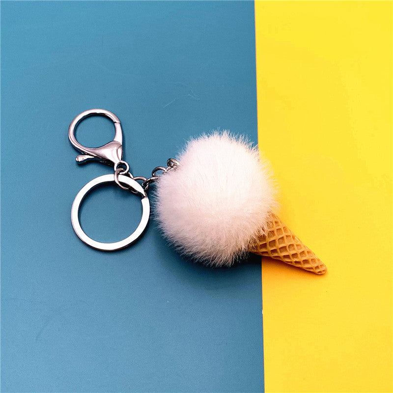 Wholesale Cartoon Fruit Keychain Ice Cream Cone Plush Car Keychain